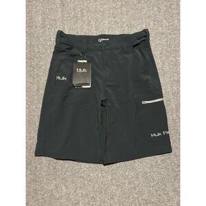 Huk fishing shorts mens next level black fishing outdoors medium 10.5 inseam